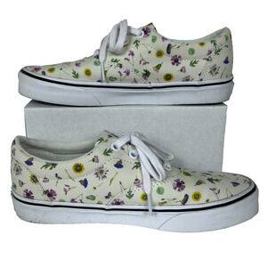 Vans Womens Sneaker Shoes Size 7 Ivory Doheny Pressed Floral 721356 Low Top